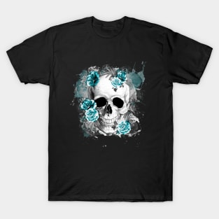 Sage Tribe floral Skull With roses T-Shirt